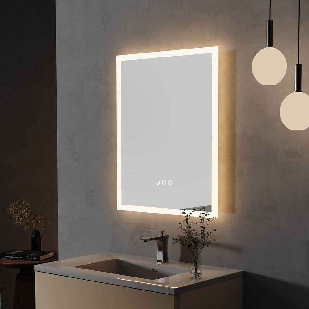 16 in. W x 20 in. H Large Rectangular Frameless 3000 - 6000K Dimmable LED Lighted Wall Bathroom Vanity Mirror Waterproof - Stu's Home Improvement Outlet