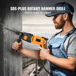 8 Amp 1 in. SDS - Plus Rotary Hammer Drill, Corded, Heavy Duty with Safety Clutch, Electric Demolition Hammer for Concrete - Stu's Home Improvement Outlet