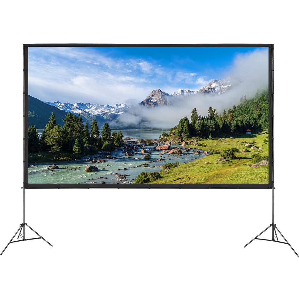 Projector Screen with Stand, 150 in. 16:9 4K 1080 HD Outdoor Movie Screen, Wrinkle - Free Projection Screen with Tripods - Stu's Home Improvement Outlet