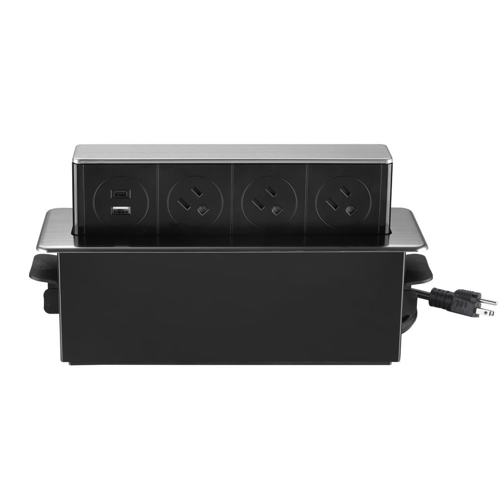 3 - Outlets Space Saver Pop Up Socket, Receptacle Power Cover Box with USB, Type - C Fast Charge, Splash Resistant - Stu's Home Improvement Outlet