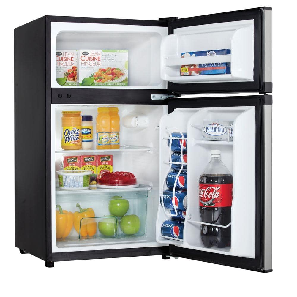 Designer 3.1 cu. ft. Mini Fridge in Stainless Look with Freezer Section (DCR031B1BSLDD) - Stu's Home Improvement Outlet