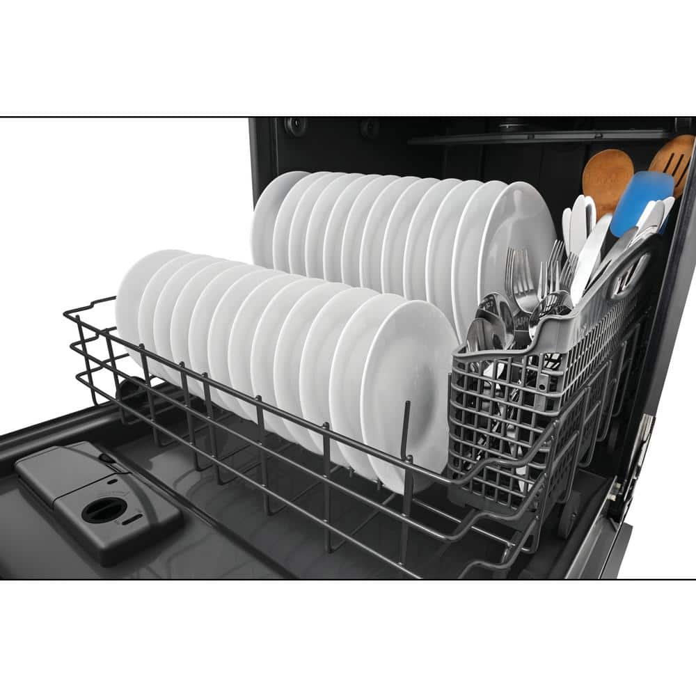Midea 24 in Top Control Built in Tall Tub Dishwasher with Plastic Tub in Stainless Steel with 4-cycles