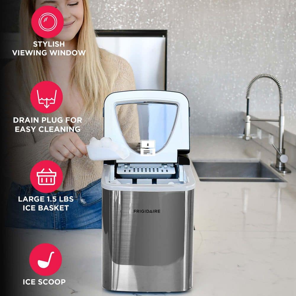Frigidaire 9.4 in 26 lbs. Bullet Countertop Ice Maker in Stainless Steel - Stu's Home Improvement Outlet