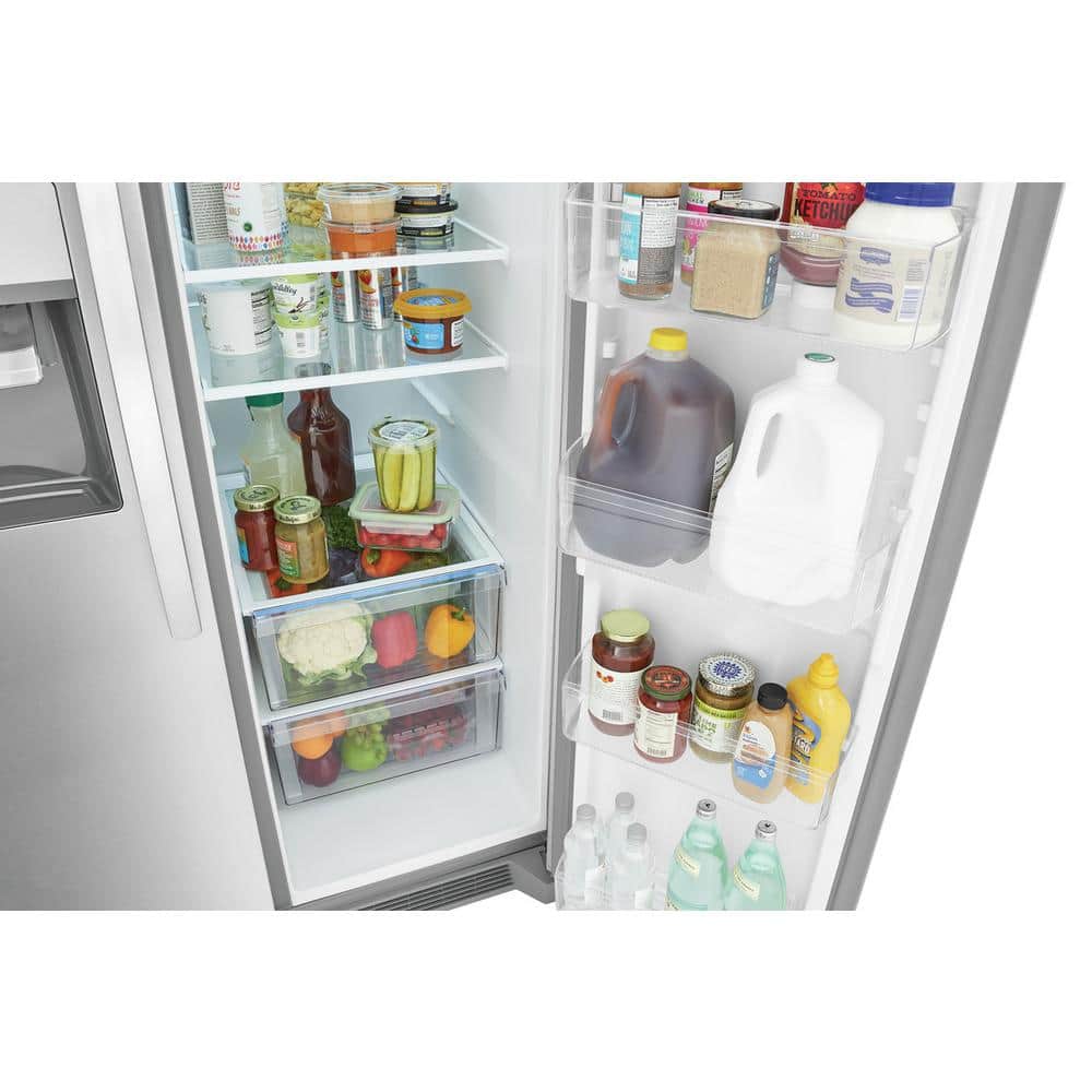 36 in. 25.6 cu. ft. Side by Side Refrigerator in Stainless Steel, Standard Depth