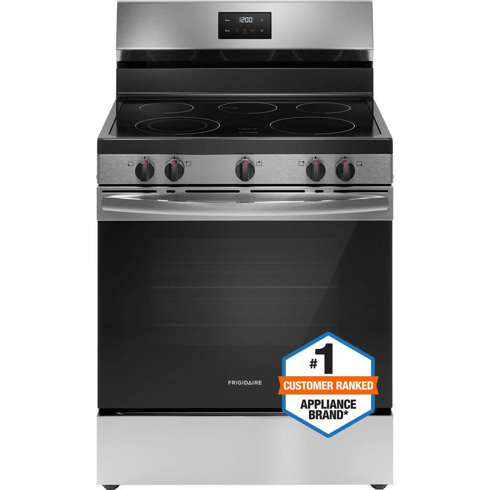 Frigidaire 30 in. 5 Burner Element Freestanding Electric Range in Stainless Steel with Dual Expandable Element and Quick Boil (FCRE3052BS) - Stu's Home Improvement Outlet