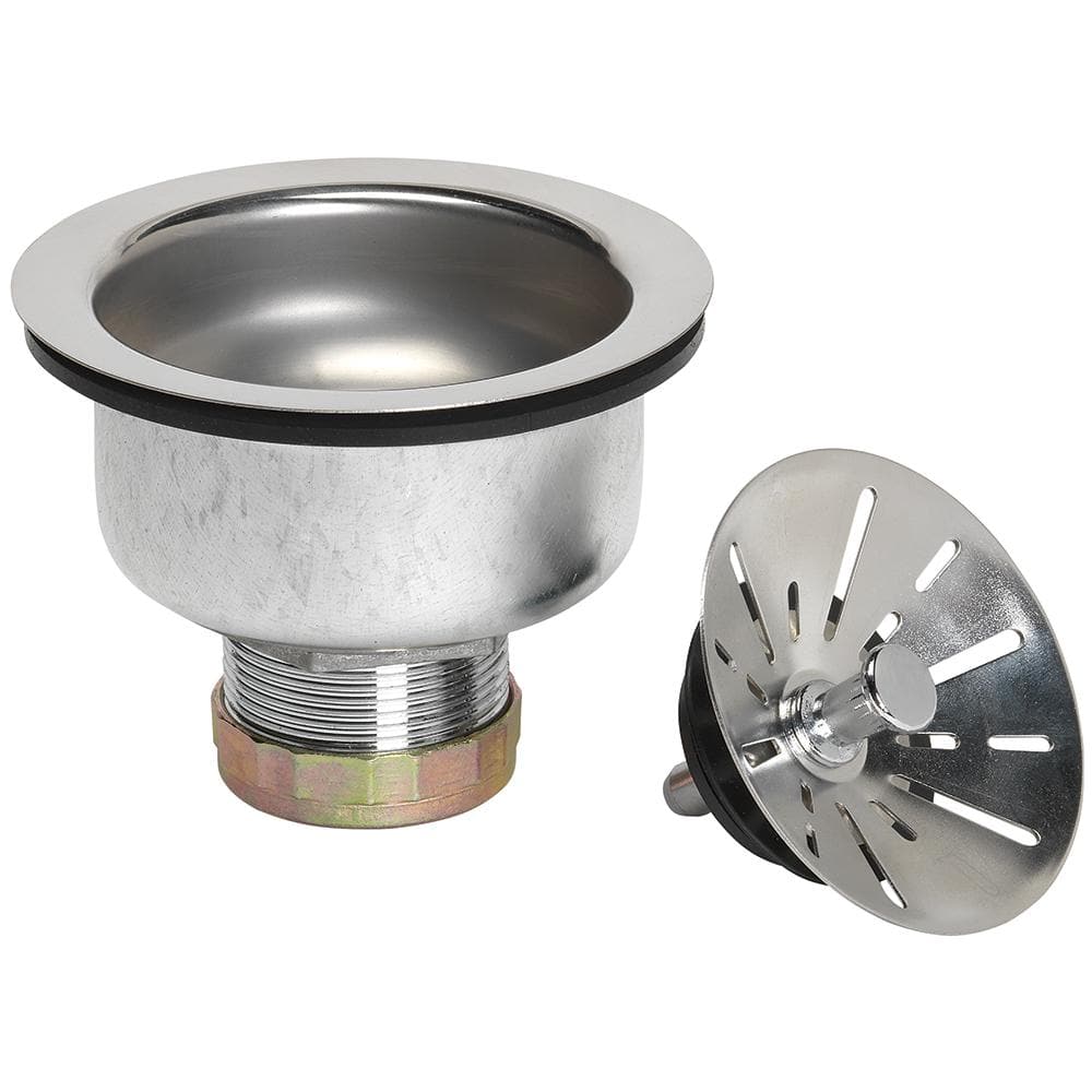 Ball Lock Kitchen Sink Strainer - Stainless steel with polished finish