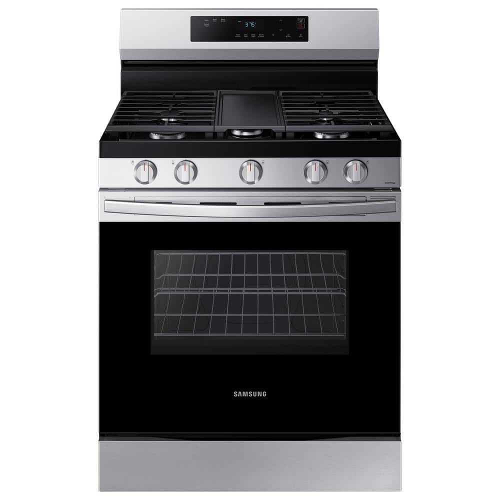 Samsung 6.0 cu. ft. Smart Freestanding Gas Range with Integrated Griddle in Stainless Steel (NX60A6111SS) - Stu's Home Improvement Outlet