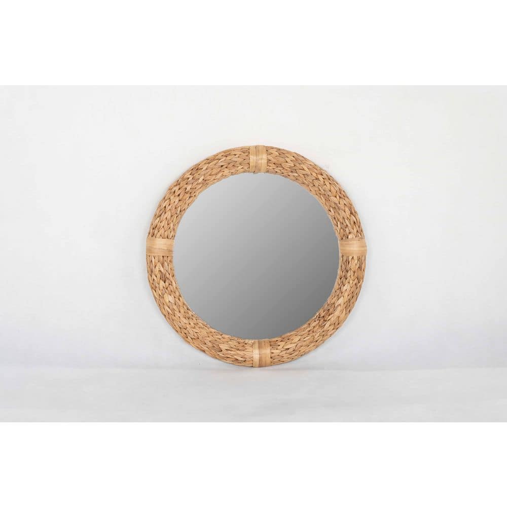 Round Water Hyacinth Framed Mirror (24 in. W x 24 in. H)