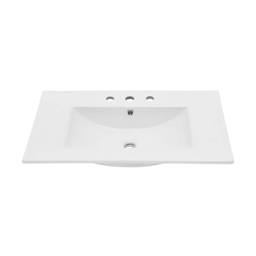 30 in. W x 18 in. D 3 - Hole Widespread Ceramic Vanity Top in Glossy White - Stu's Home Improvement Outlet