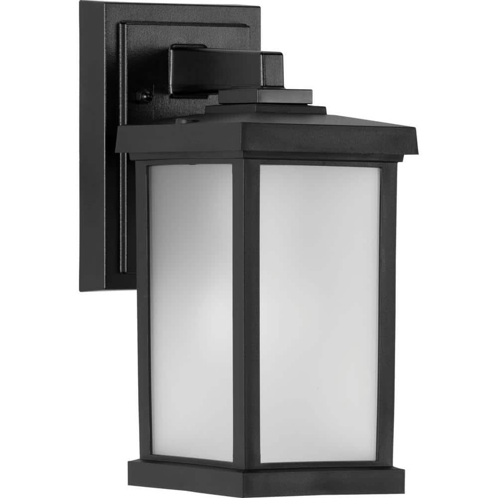 Trafford Non-Metallic Lantern 1-Light Textured Black Frosted Shade Traditional Outdoor Wall Lantern Sconce