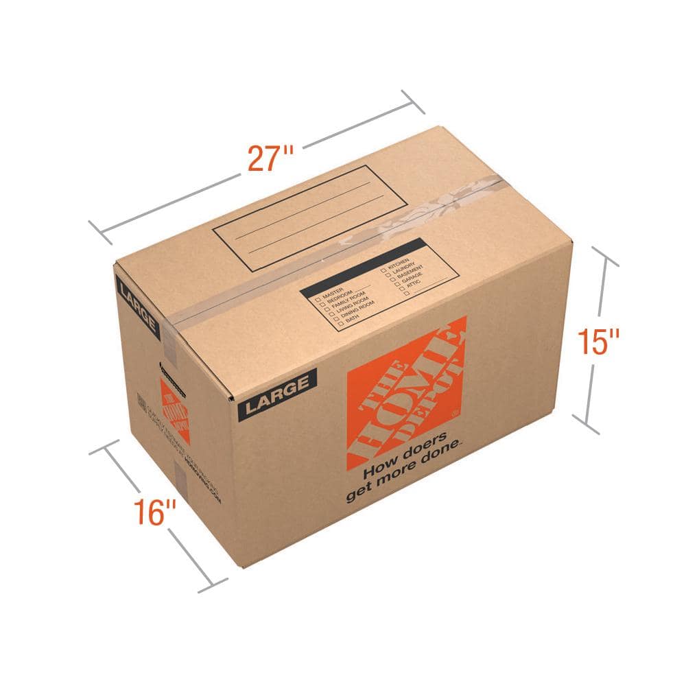 27 in. L x 15 in. W x 16 in. D Large Moving Box with Handles (10 - Pack) - Stu's Home Improvement Outlet