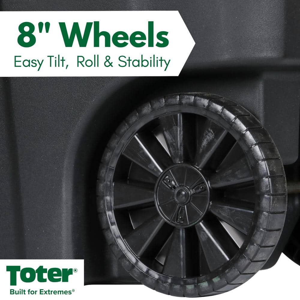 48 Gallon Black Rolling Outdoor Garbage/Trash Can with Wheels and Attached Lid - Stu's Home Improvement Outlet