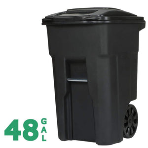 48 Gallon Black Rolling Outdoor Garbage/Trash Can with Wheels and Attached Lid - Stu's Home Improvement Outlet