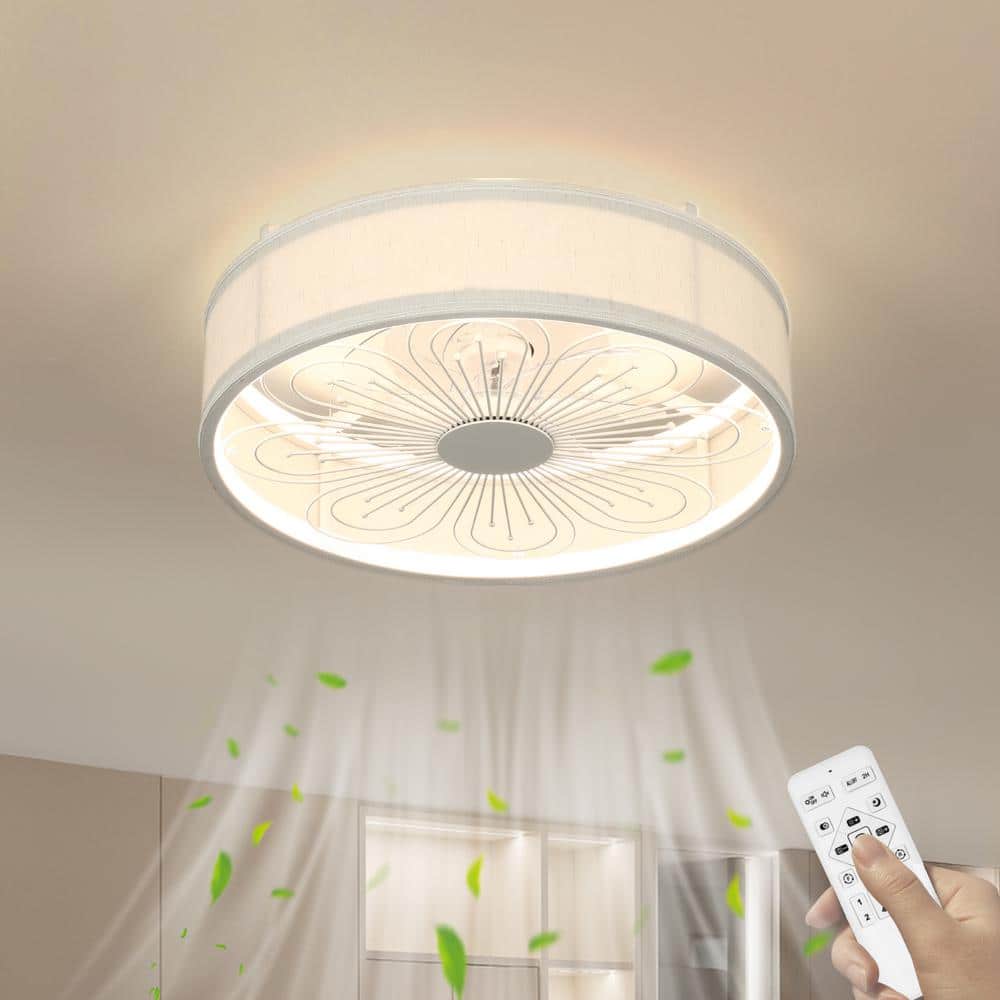 20 in. Smart Indoor Black Low Profile Standard Flush Mount Ceiling Fan Light with Integrated LED with Remote for Bedroom - Stu's Home Improvement Outlet
