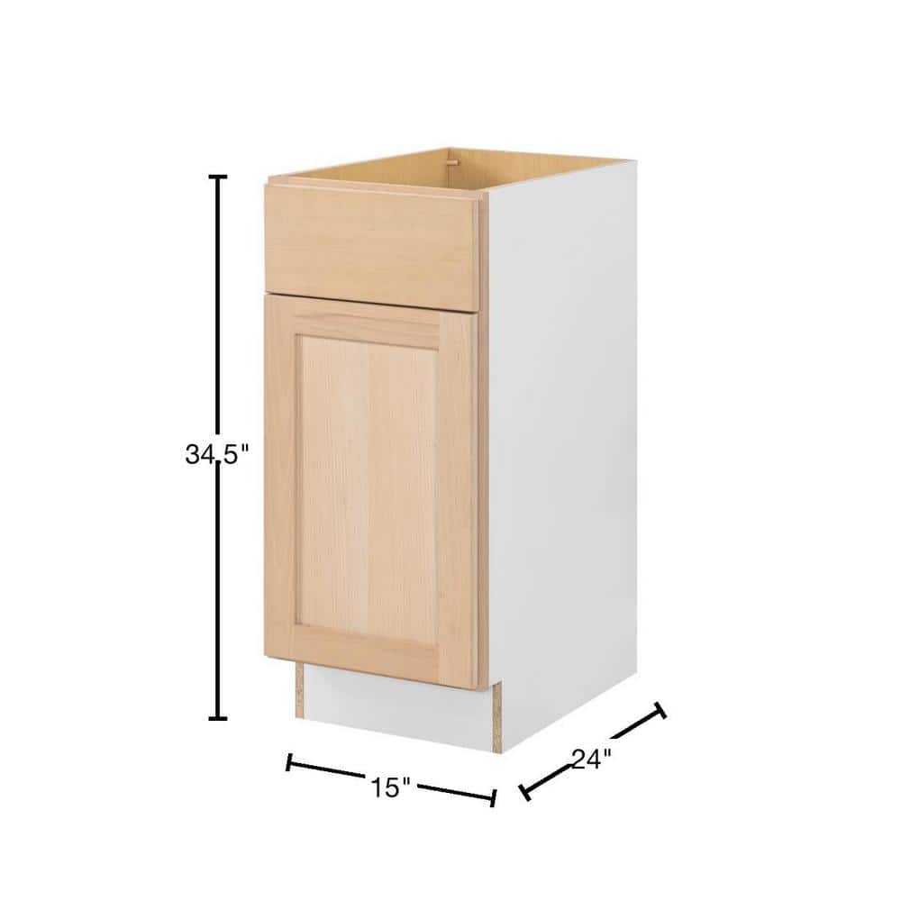15 in. W x 24 in. D x 34.5 in. H Ready to Assemble Base Kitchen Cabinet in Unfinished with CLICKREADY Technology