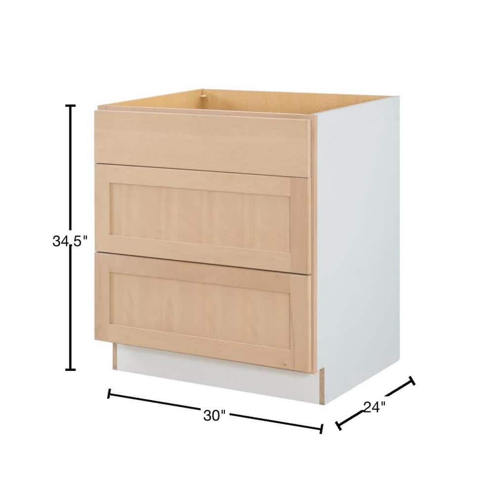 30 in. W x 24 in. D x 34.5 in. H Ready to Assemble Drawer Base Kitchen Cabinet in Unfinished with CLICKREADY Technology - Stu's Home Improvement Outlet