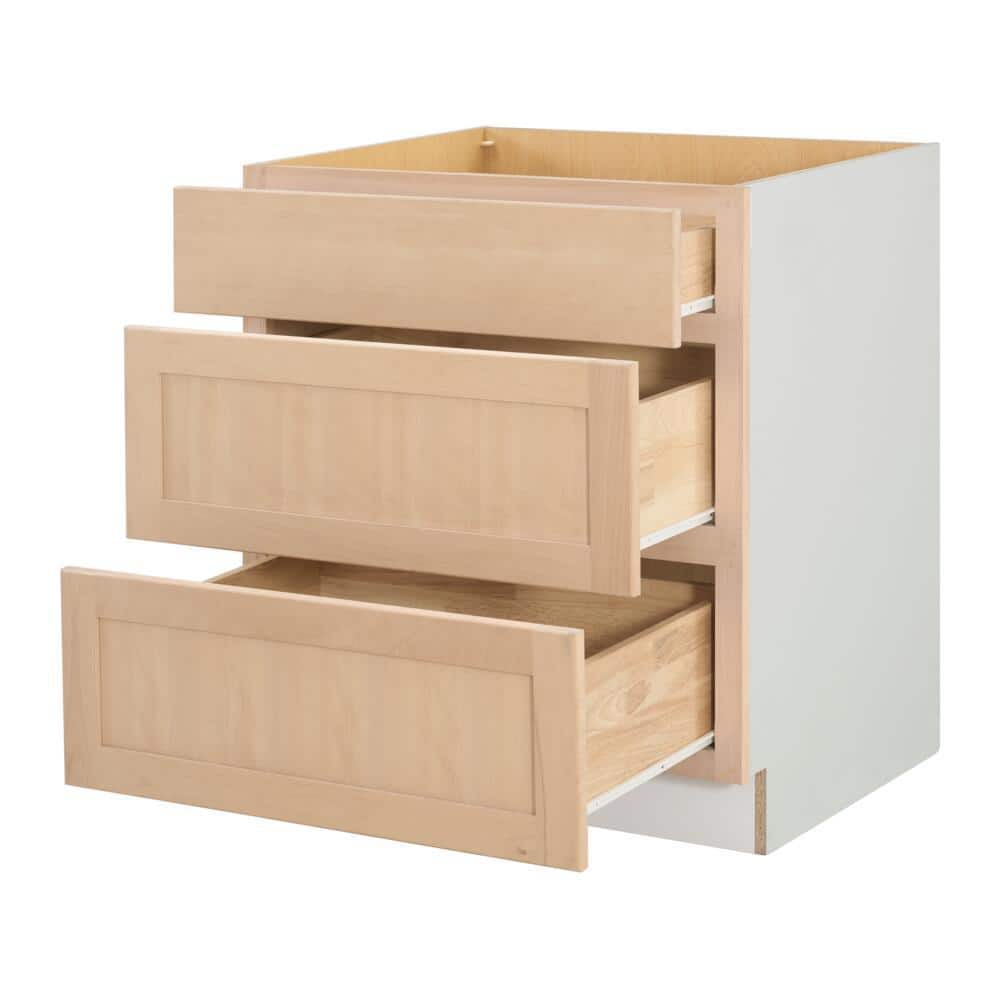 30 in. W x 24 in. D x 34.5 in. H Ready to Assemble Drawer Base Kitchen Cabinet in Unfinished with CLICKREADY Technology - Stu's Home Improvement Outlet