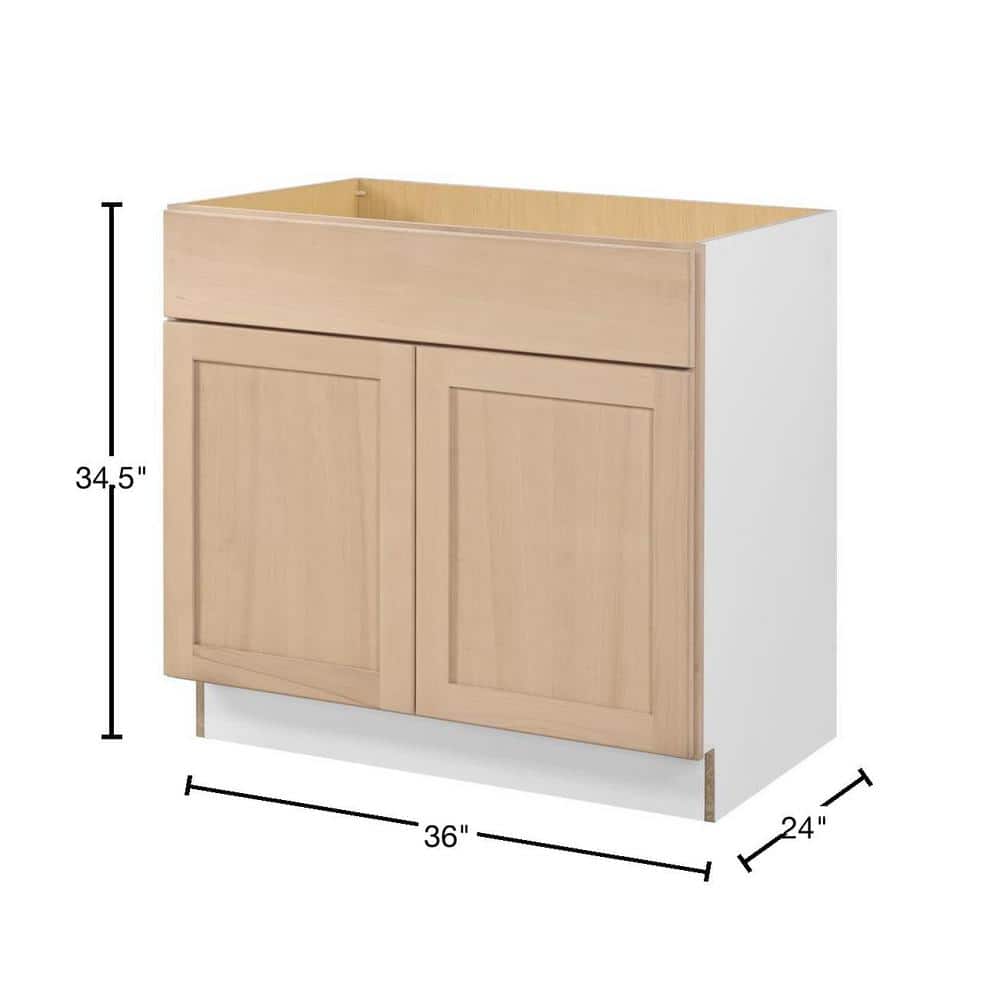 36 in. W x 24 in. D x 34.5 in. H Ready to Assemble Sink Base Kitchen Cabinet in Unfinished with CLICKREADY Technology