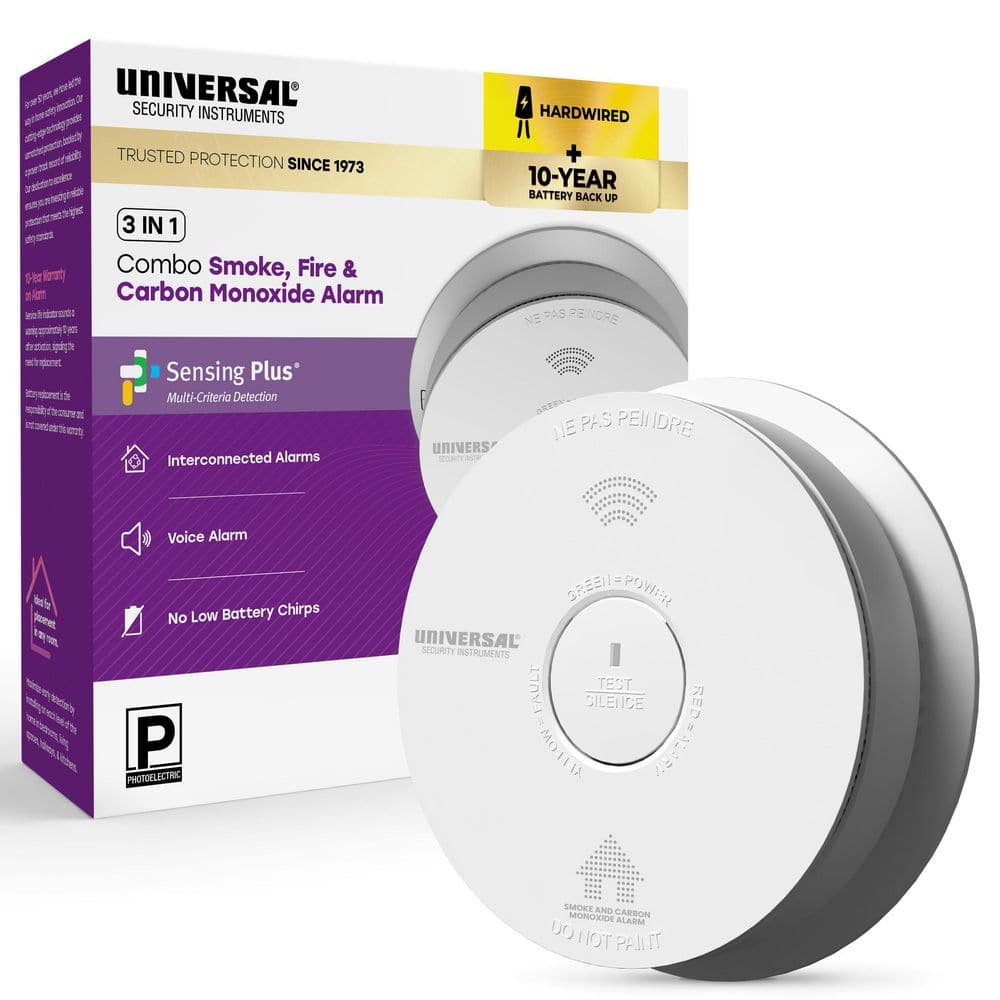 Hardwired and 10 - Year Battery Combination Smoke and Carbon Monoxide Detector with Voice Alert and LED Warning Light - Stu's Home Improvement Outlet