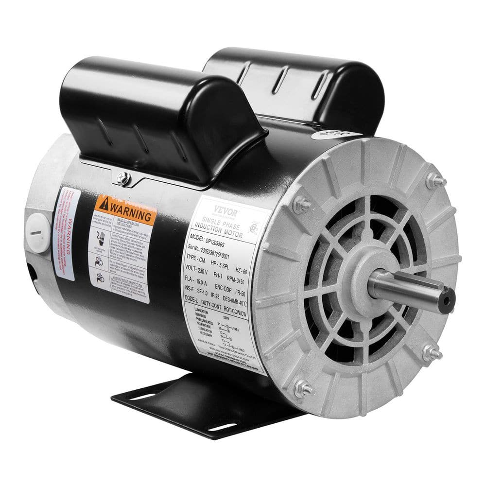 SPL Air Compressor Motor 5HP 5/8 in. Keyed Shaft Electric Single Phase Motor 230V 16/15 Amp 56HZ Frame CW/CCW Rotation - Stu's Home Improvement Outlet