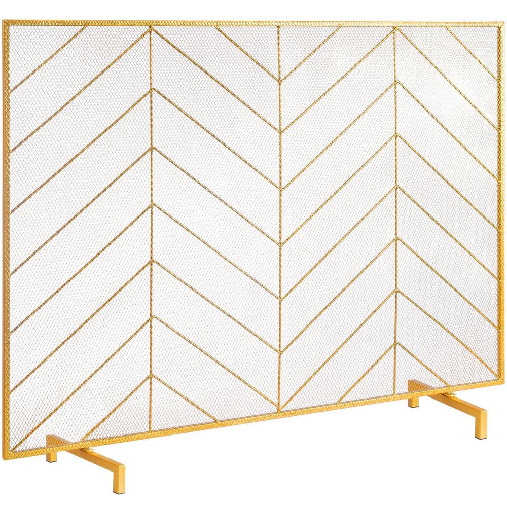 Single - Panel Fireplace Screen 38.6 in. L x 29.8 in. H Sturdy Iron Mesh Fireplace Screen Simple Install Spark Guard Cover - Stu's Home Improvement Outlet