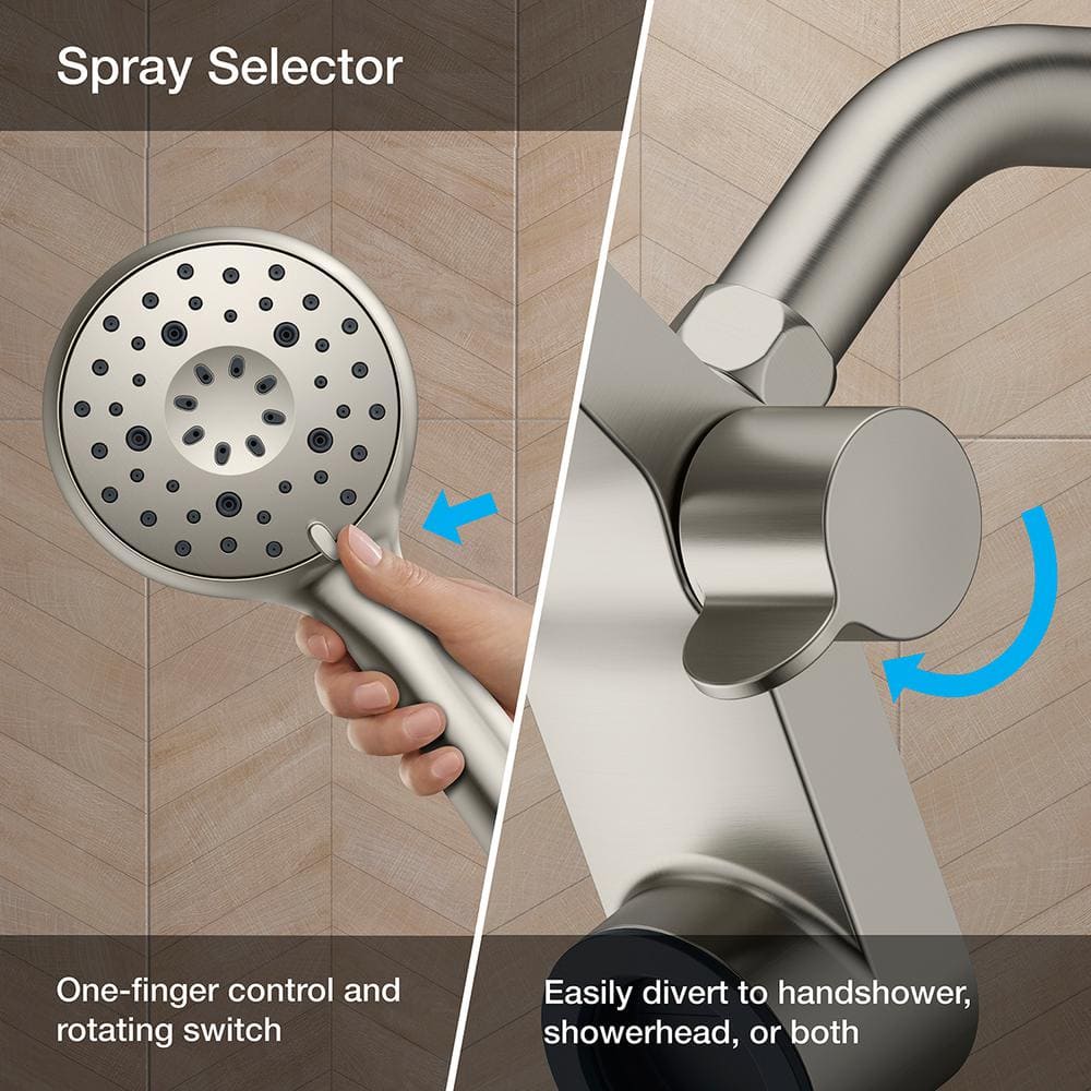 KOHLER Claro 1 - Spray Dual Wall Mount Fixed and Handheld Shower Head 1.75 GPM in Vibrant Brushed Nickel - Stu's Home Improvement Outlet