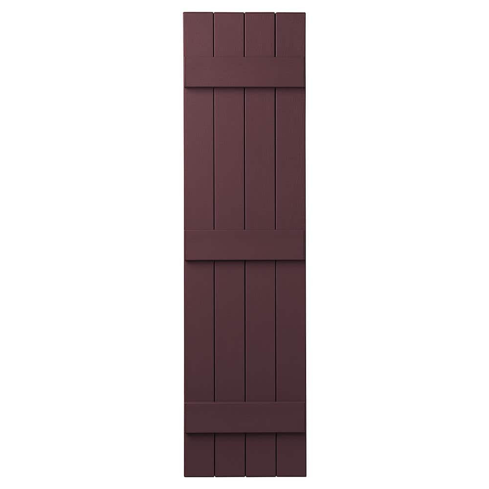 15 in. x 63 in. Polypropylene 4-Board Closed Board and Batten Shutters Pair in Vineyard Red