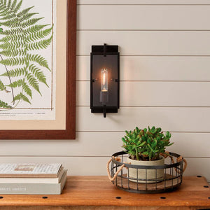 Kenton 4.75 in. 1 Light Bronze Industrial Wall Sconce with Clear Glass Shade for Bathroom - Stu's Home Improvement Outlet