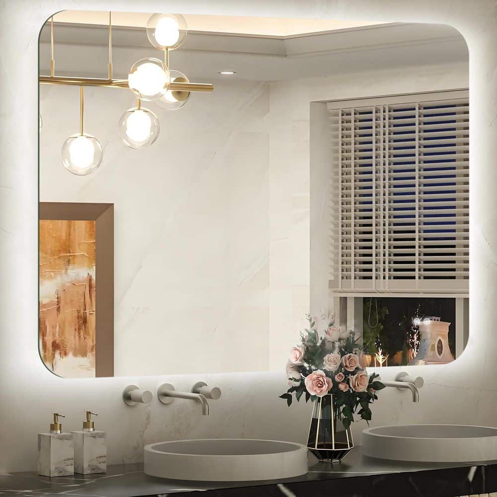 30 in. W x 40 in. H Rectangular Frameless Anti-Fog Adjustable Backlit LED Bathroom Wall Mirror, RoHS and CRU Certified