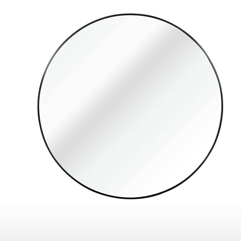 42 in. W x 42 in. H Black Classic Round Wall Mirror Metal Frame Large Mirror