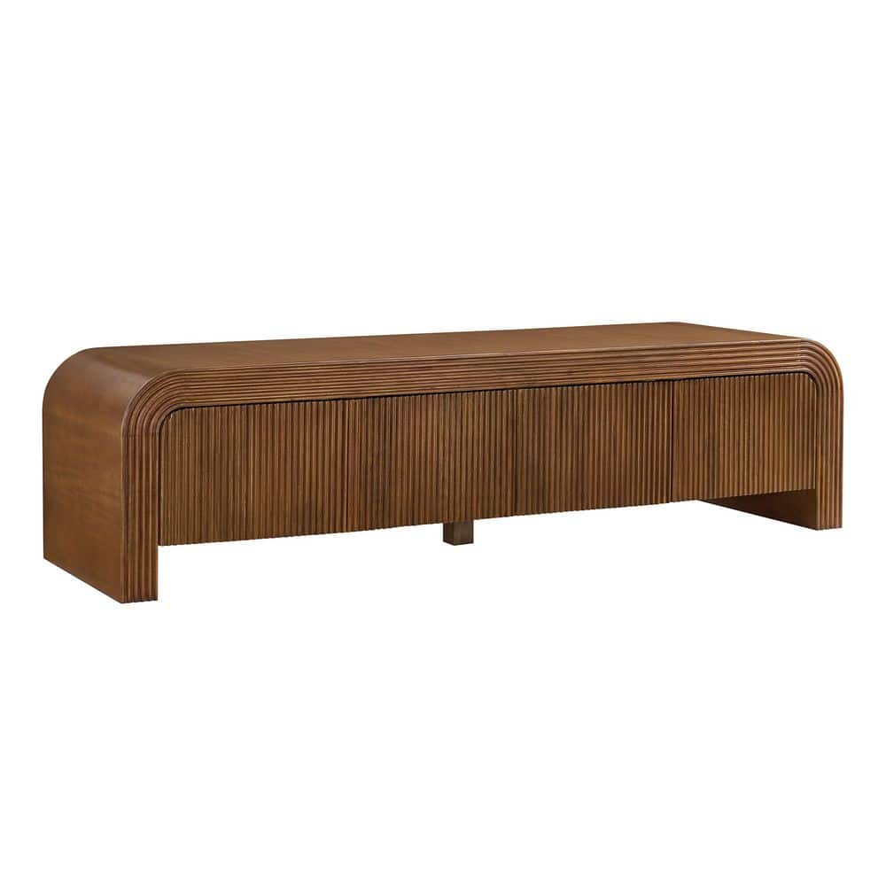 Waterflute 68 in. Modern Fluted TV Stand in Walnut - Stu's Home Improvement Outlet