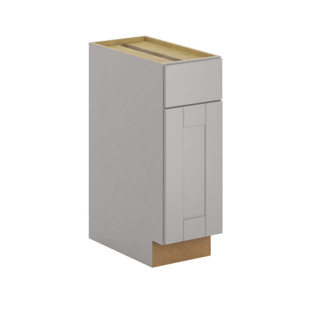 Princeton Shaker Assembled 12x34.5x24 in. Base Cabinet with Soft Close Drawer in Warm Gray