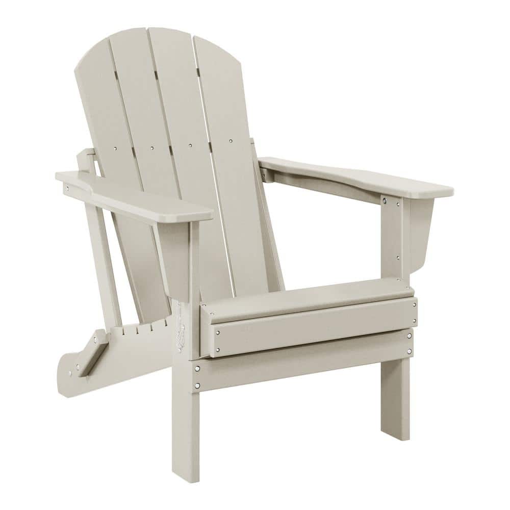 Laguna Fade Resistant Outdoor Patio HDPE Poly Plastic Classic Folding Adirondack Lawn Chair in Sand - Stu's Home Improvement Outlet