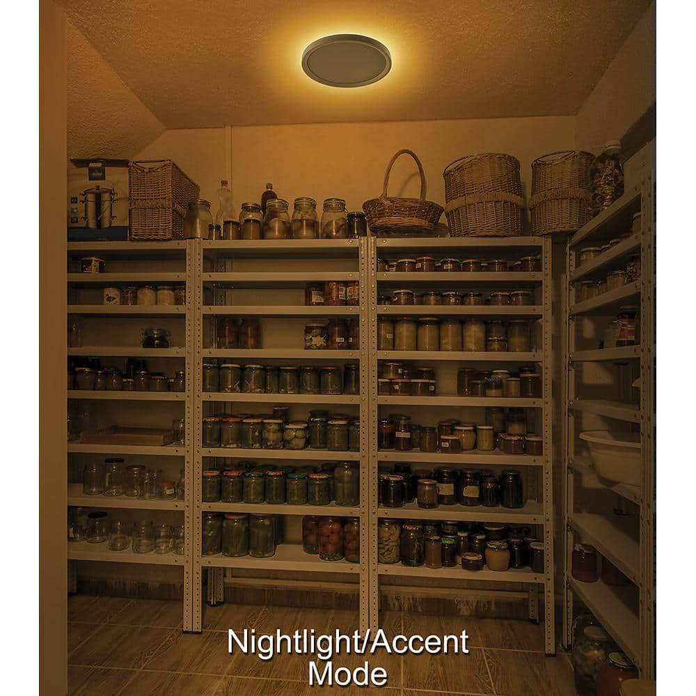 Commercial Electric 9 in. White, Oil Rubbed Bronze Trims 800 Lumens LED Flush Mount Ceiling Light Fixture with Night Light Adjustable CCT - Stu's Home Improvement Outlet