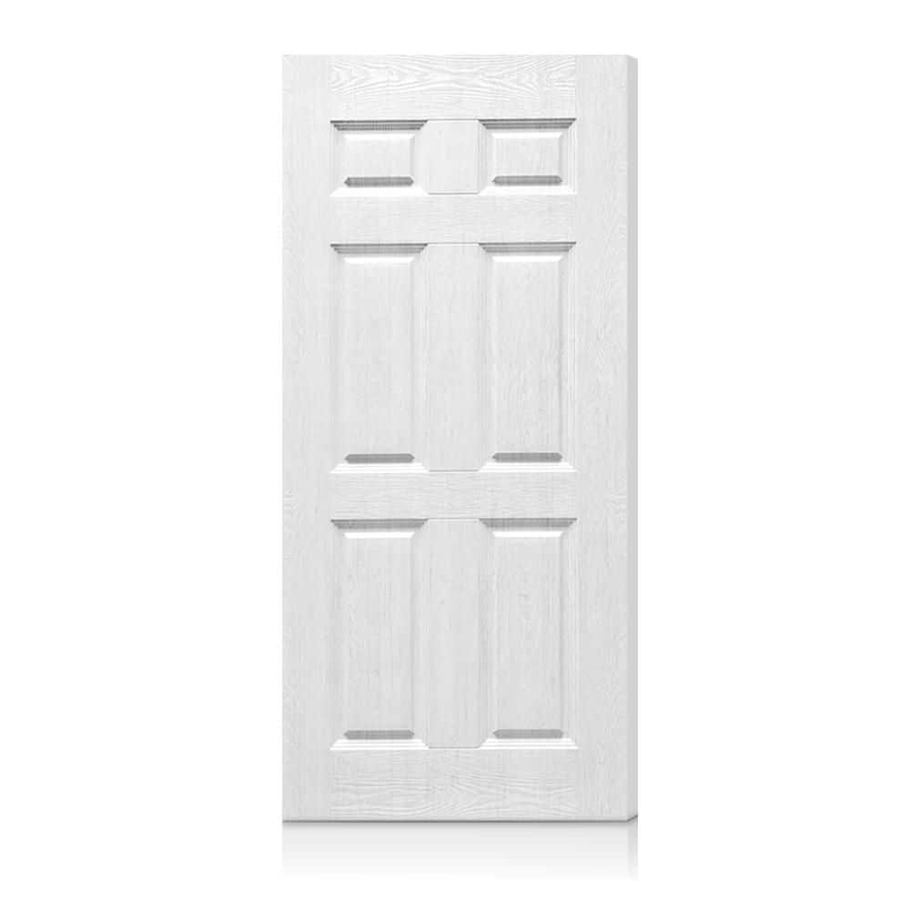 36 in. x 80 in. White Texture 6-Panel Hollow Core Composite Interior Door Slab