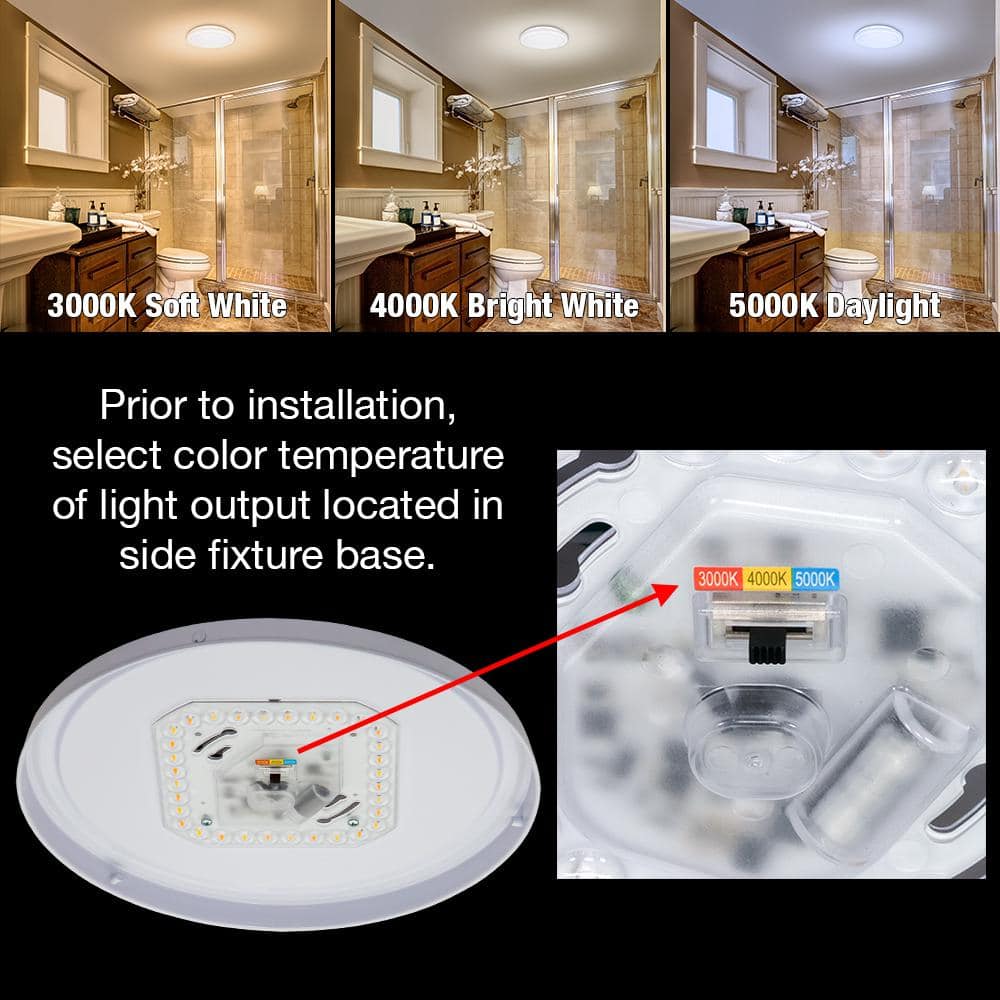 Commercial Electric 12 in. Low Profile LED Flush Mount Round Closet Light Fixture 1100 Lumens 3000K 4000K 5000K Dimmable Hallway Stairwell - Stu's Home Improvement Outlet