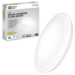 Commercial Electric 16 in. Low Profile LED Flush Mount Round Closet Light Fixture 1700 Lumens 3000K 4000K 5000K Dimmable Hallway Stairwell - Stu's Home Improvement Outlet