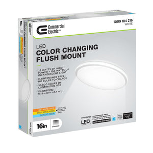 Commercial Electric 16 in. Low Profile LED Flush Mount Round Closet Light Fixture 1700 Lumens 3000K 4000K 5000K Dimmable Hallway Stairwell - Stu's Home Improvement Outlet