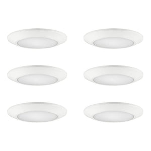 6 in. White Disk Light LED Flush Mount Light Fixture 600 - 900 - 1100 Lumens 2700K - 5000K Dimmable J - Box Compatible (6 - Pack) - Stu's Home Improvement Outlet