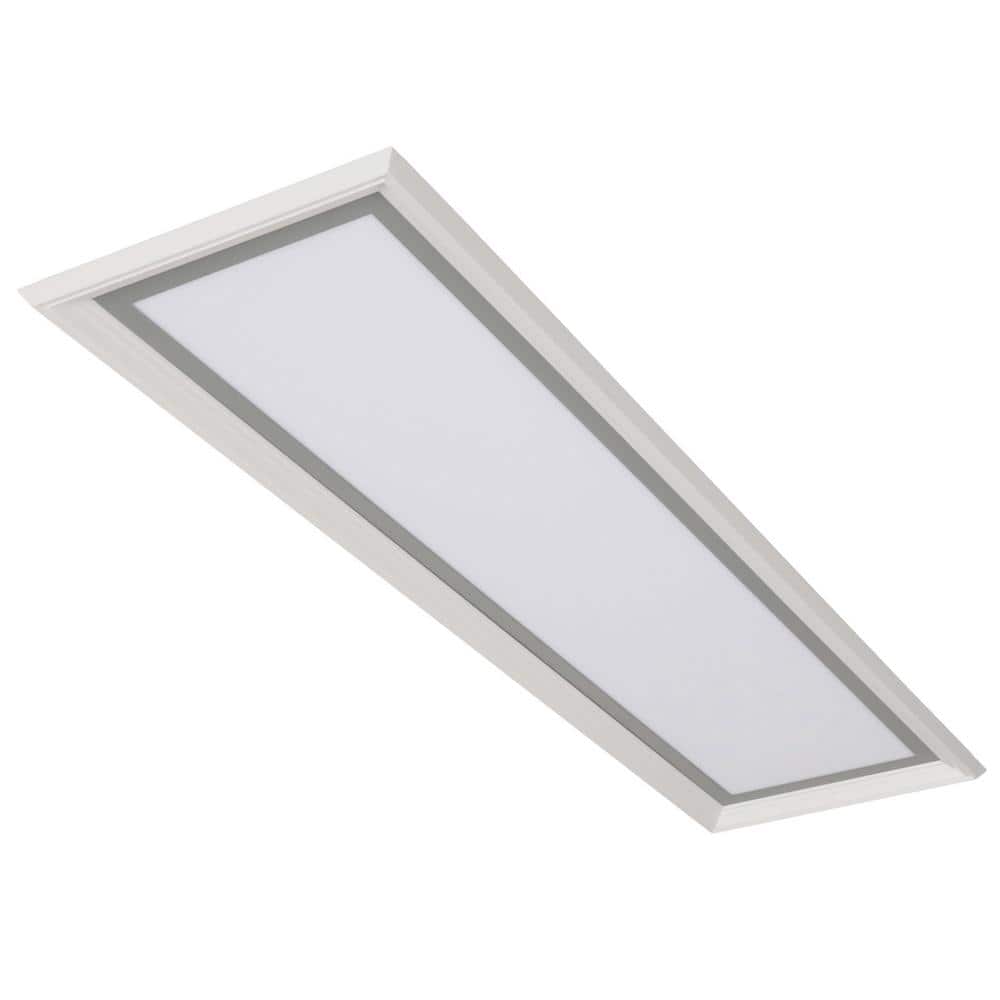 Augusta 50 in. x 15 in. Satin Nickel, White Frame CCT Selectable LED Flush Mount Ceiling Light 4000 Dimmable Lumens - Stu's Home Improvement Outlet