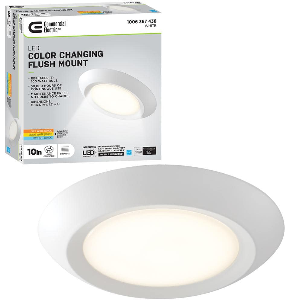 10 in. 18-Watt Color Selectable LED Flush Mount Disk Light J-Box Compa