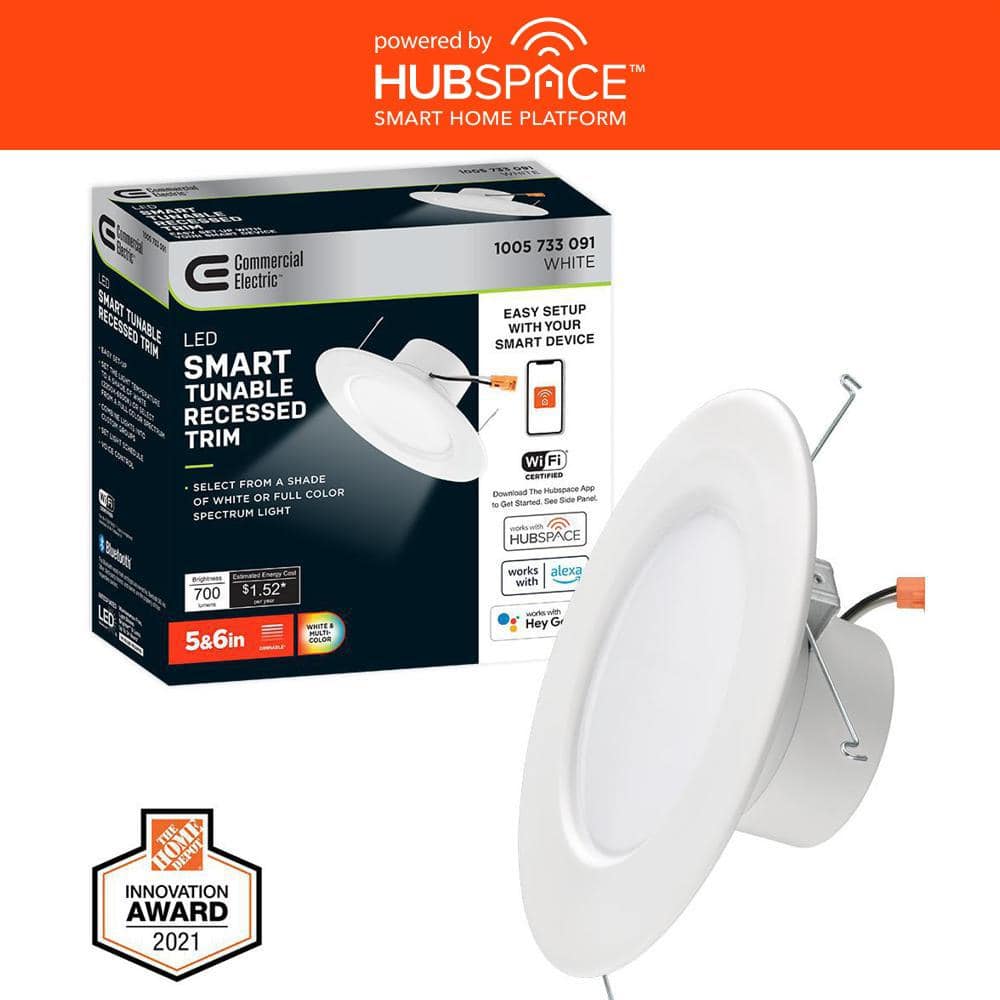 5 in/6 in. SMART Integrated LED Recessed Light Trim Wireless Powered by Hubspace Adjustable CCT New Construction Remodel - Stu's Home Improvement Outlet