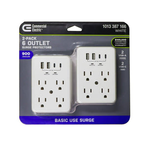 CE 10 in 1 Surge Wall Tap 2USB - A 2USB - C (2 - Pack) - Stu's Home Improvement Outlet