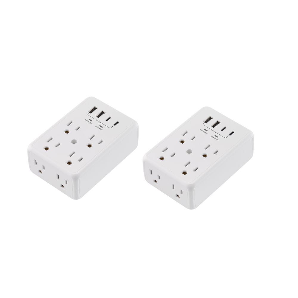 CE 10 in 1 Surge Wall Tap 2USB - A 2USB - C (2 - Pack) - Stu's Home Improvement Outlet