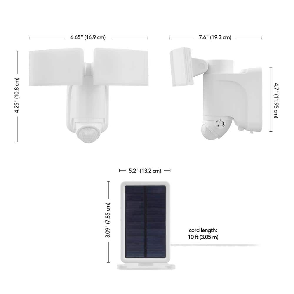 Defiant 180 - Degree White Motion Activated Solar Outdoor 2 - Head Dusk - to - Dawn LED Security Flood Light 1400 Lumens - Stu's Home Improvement Outlet