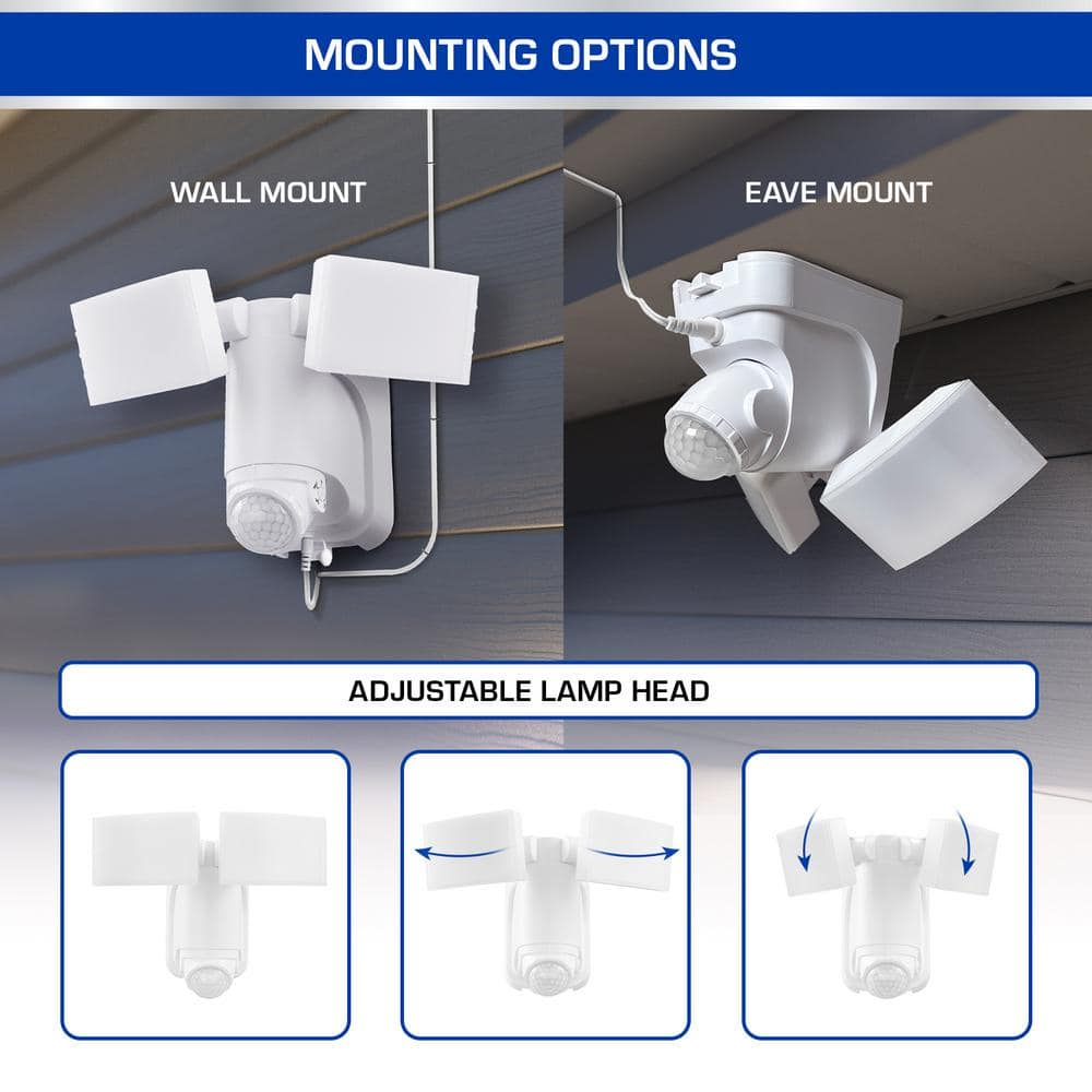 Defiant 180 - Degree White Motion Activated Solar Outdoor 2 - Head Dusk - to - Dawn LED Security Flood Light 1400 Lumens - Stu's Home Improvement Outlet