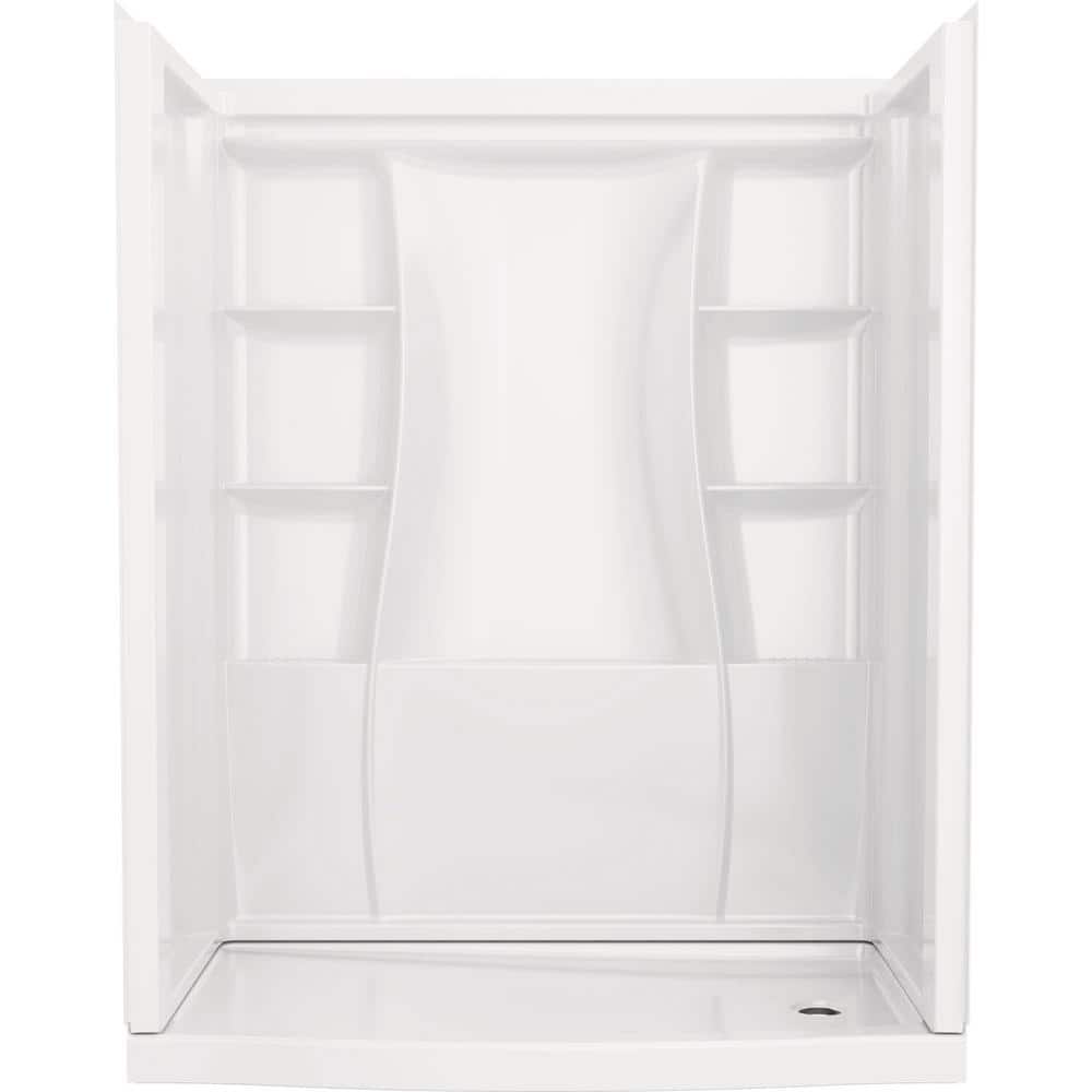 Classic 500 Curve 32 in. L x 60 in. W x 72 in. H 4-Pieces Alcove Shower Kit with Shower Wall and Shower Pan in White