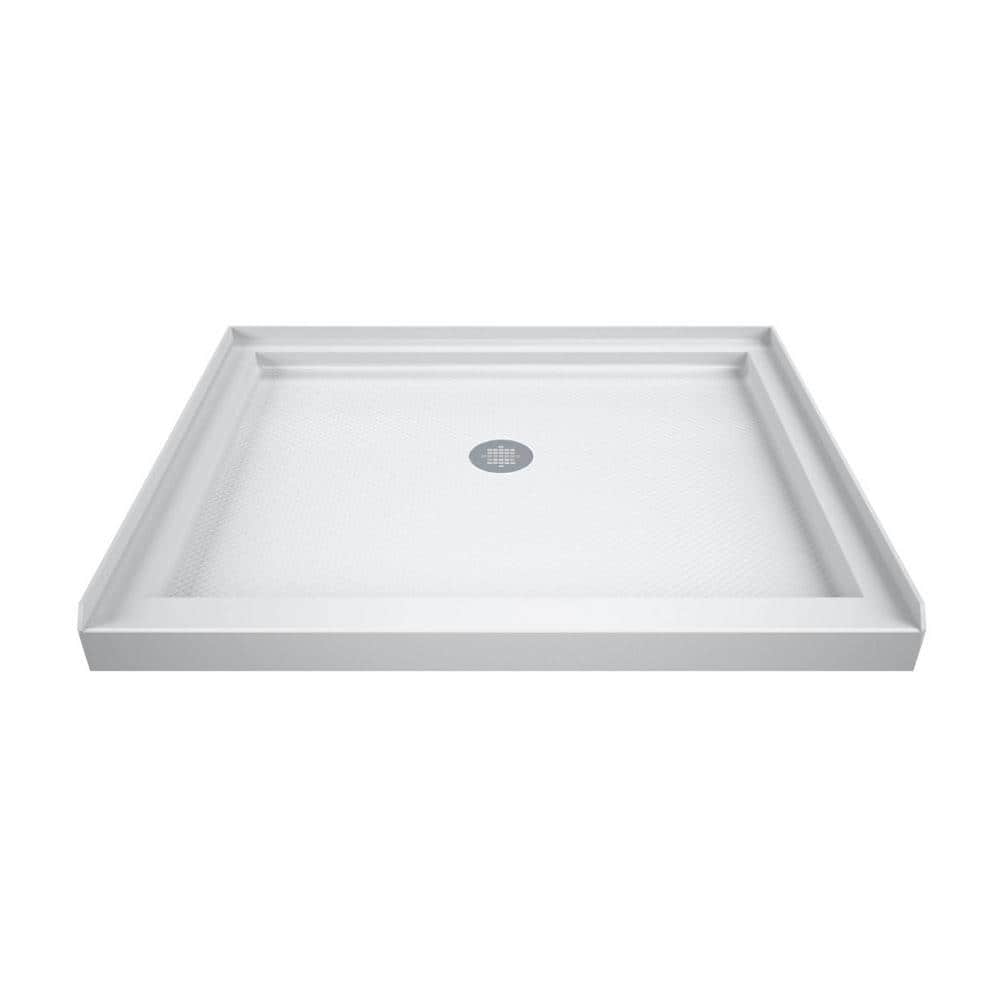 SlimLine 36 in. x 36 in. Single Threshold Alcove Shower Pan Base in White with Center Drain