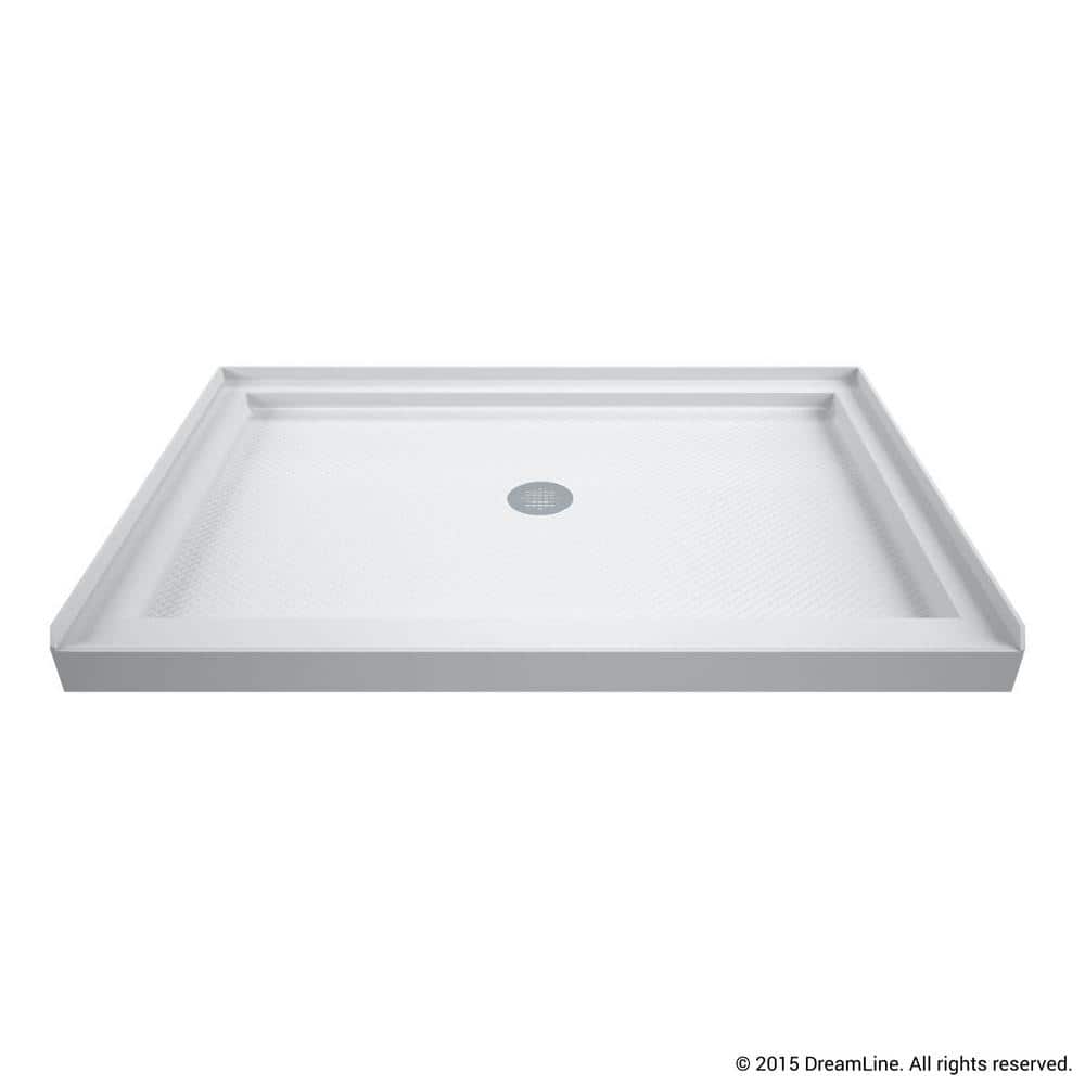 SlimLine 48 in. x 36 in. Single Threshold Alcove Shower Pan Base in White with Center Drain - Stu's Home Improvement Outlet
