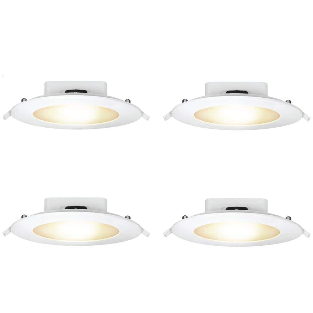 6 in. 1200 Lumens Selectable CCT Dimmable Integrated LED Canless Recessed Light Kit, White